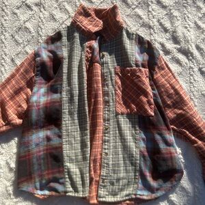 Patchwork color block flannel